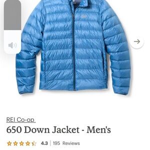 NWT REI men’s 650 Down Jacket - Sargasso Sea